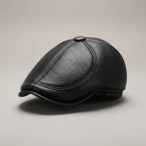 béret casquette cuir pu ajustable - Vue 1 - béret casquette