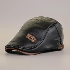 béret casquette cuir pu ajustable - Vue 1 - béret casquette