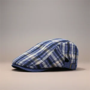 béret casquette homme bleu à carreaux - Vue 2 - béret casquette