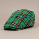 Béret casquette homme coton vert écossais - Vue 1 - béret casquette