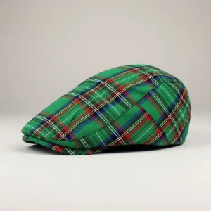 Béret casquette homme coton vert écossais - Vue 2 - béret casquette