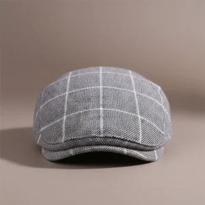 béret casquette homme gris en coton quadrillé - Vue 1 - béret casquette