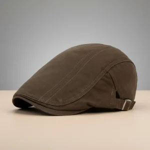 béret casquette homme marron coton ajustable - Vue 1 - béret casquette