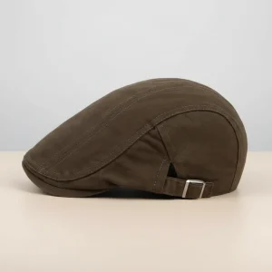béret casquette homme marron coton ajustable - Vue 2 - béret casquette