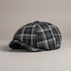 béret casquette homme style gavroche à carreaux - Vue 1 - béret casquette