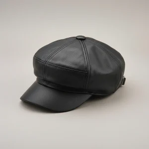 Béret casquette homme style rétro cuir pu - Vue 1 - béret casquette