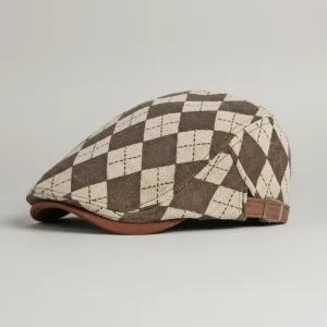béret casquette homme style vintage à carreaux - Vue 2 - béret casquette