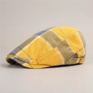 béret casquette jaune coton unisexe - Vue 1 - béret casquette
