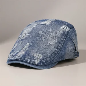 béret casquette jean aspect vieilli - Vue 1 - béret casquette