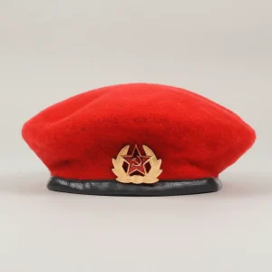 béret casquette laine style militaire rouge - Vue 1 - béret casquette