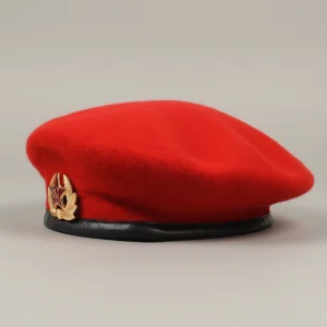 béret casquette laine style militaire rouge - Vue 2 - béret casquette