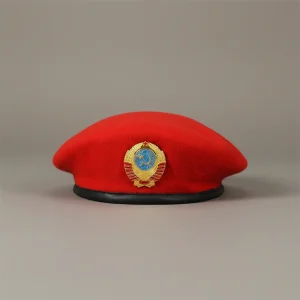Béret casquette militaire rouge en laine - Vue 1 - béret casquette