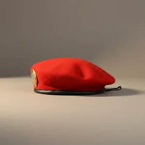 Béret casquette militaire rouge en laine - Vue 2 - béret casquette
