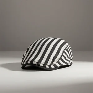 béret casquette rayé noir et blanc en coton - Vue 1 - béret casquette