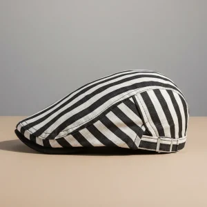 béret casquette rayé noir et blanc en coton - Vue 2 - béret casquette