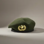 béret casquette style militaire avec écusson - Vue 1 - béret casquette
